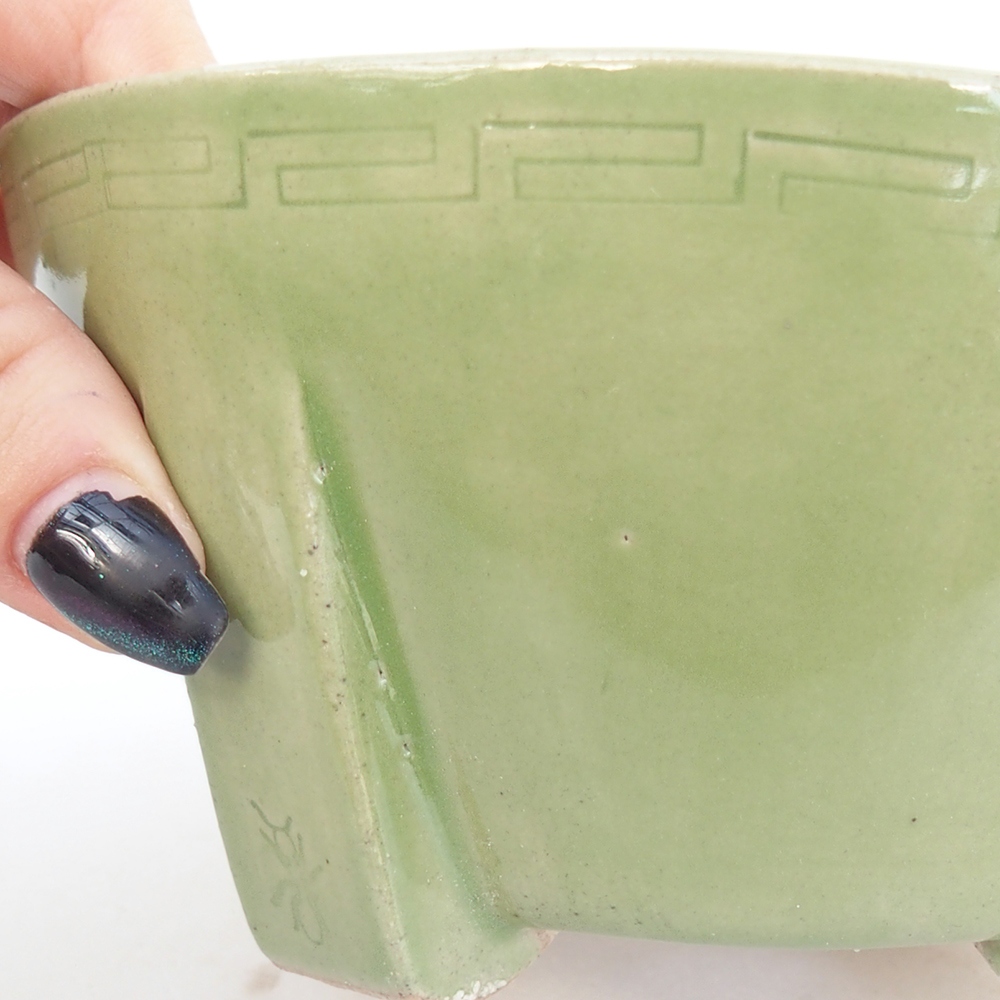 Bol à bonsaï en céramique 13,5 x 13,5 x 6,5 cm, vert