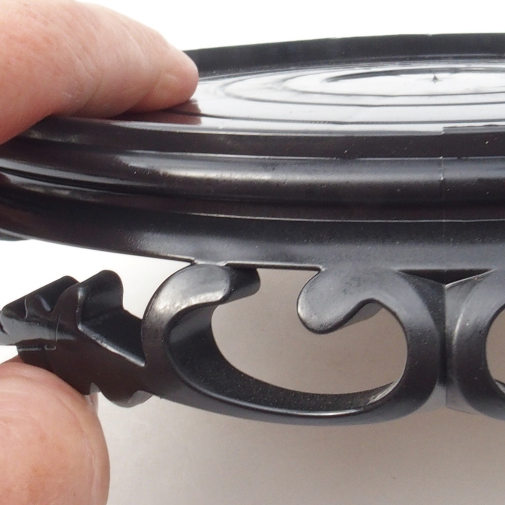 Table à bonsaï en plastique ronde 17,5 x 17,5 x 4 cm, couleur noire