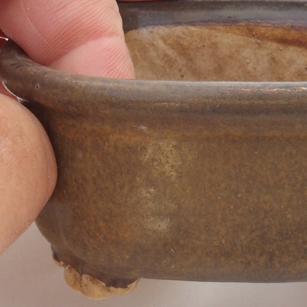 Bol à bonsaï en céramique 10 x 8,5 x 4 cm, brun