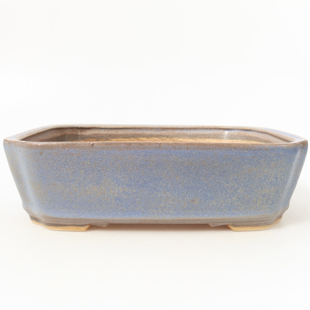 Pot à bonsaï en céramique 21,5 x 18 x 6 cm, couleur bleue