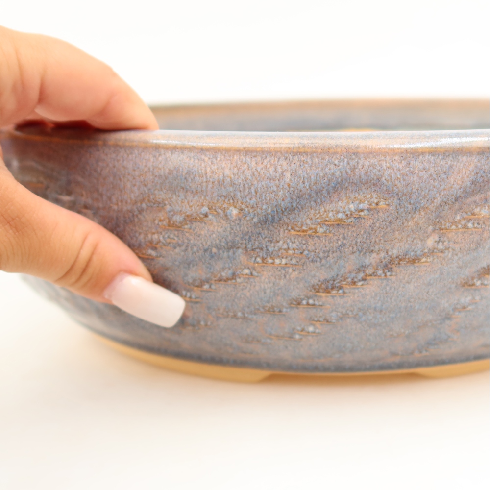 Pot à bonsaï en céramique 31 x 31 x 9 cm, couleur bleue