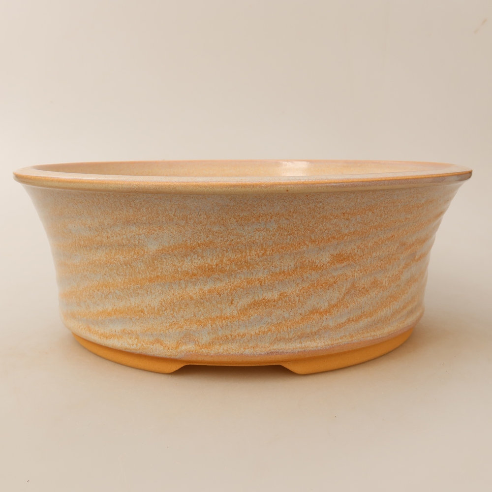 Pot à bonsaï en céramique 26 x 26 x 9,5 cm, couleur beige