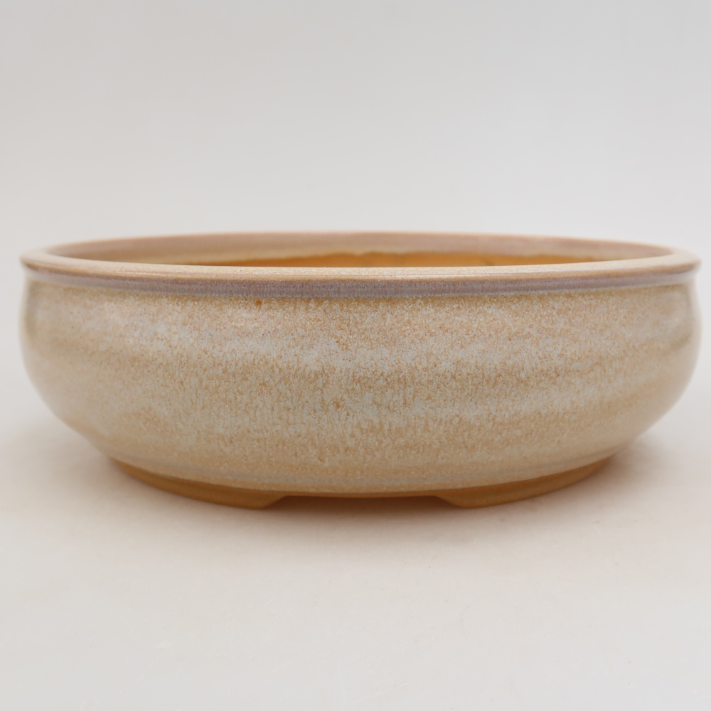 Pot à bonsaï en céramique 22,5 x 22,5 x 6,5 cm, couleur beige