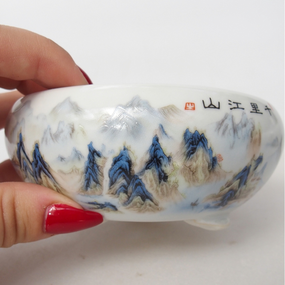 Bol à bonsaï en céramique 10 x 10 x 5 cm, couleur blanc