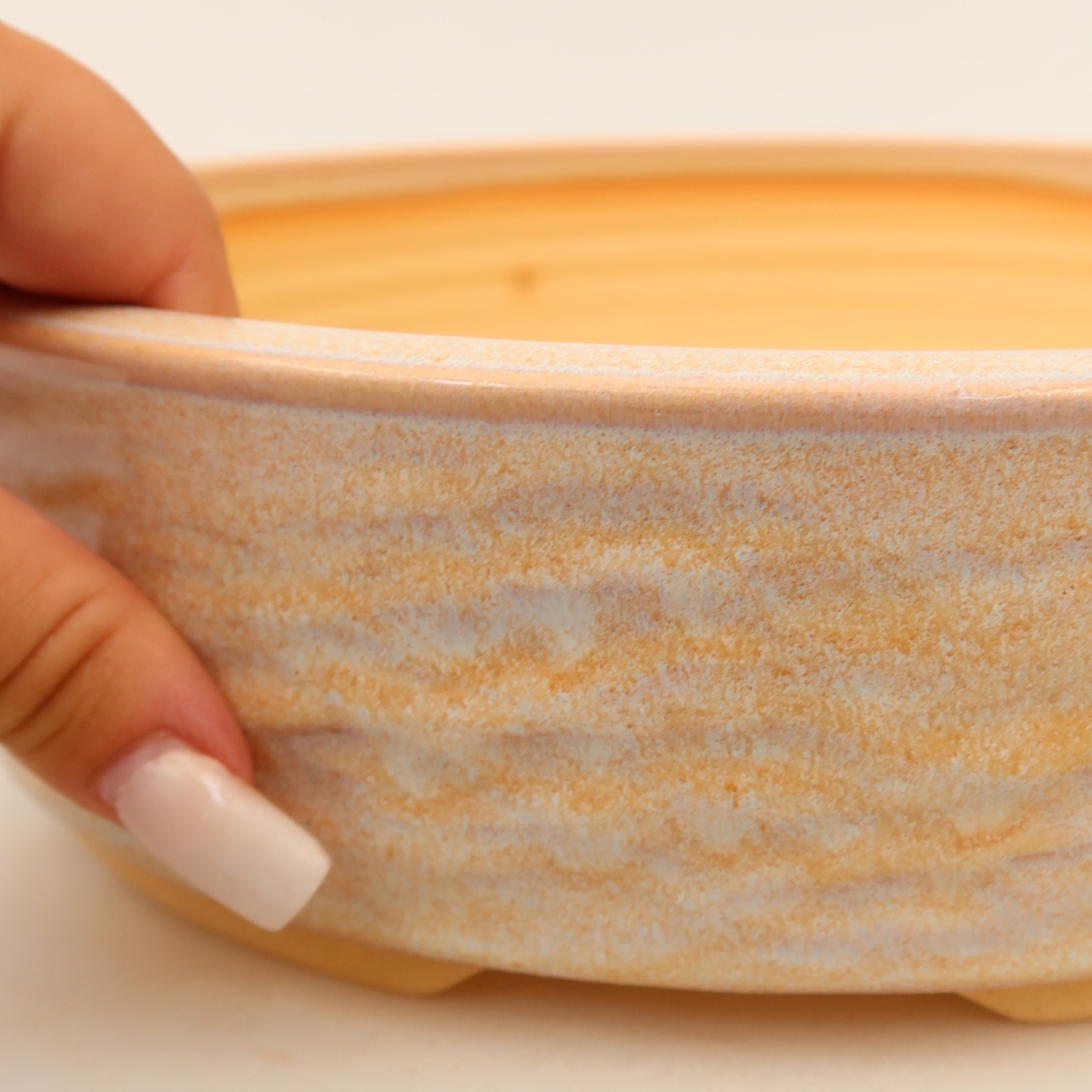 Pot à bonsaï en céramique 27 x 27 x 7 cm, couleur beige