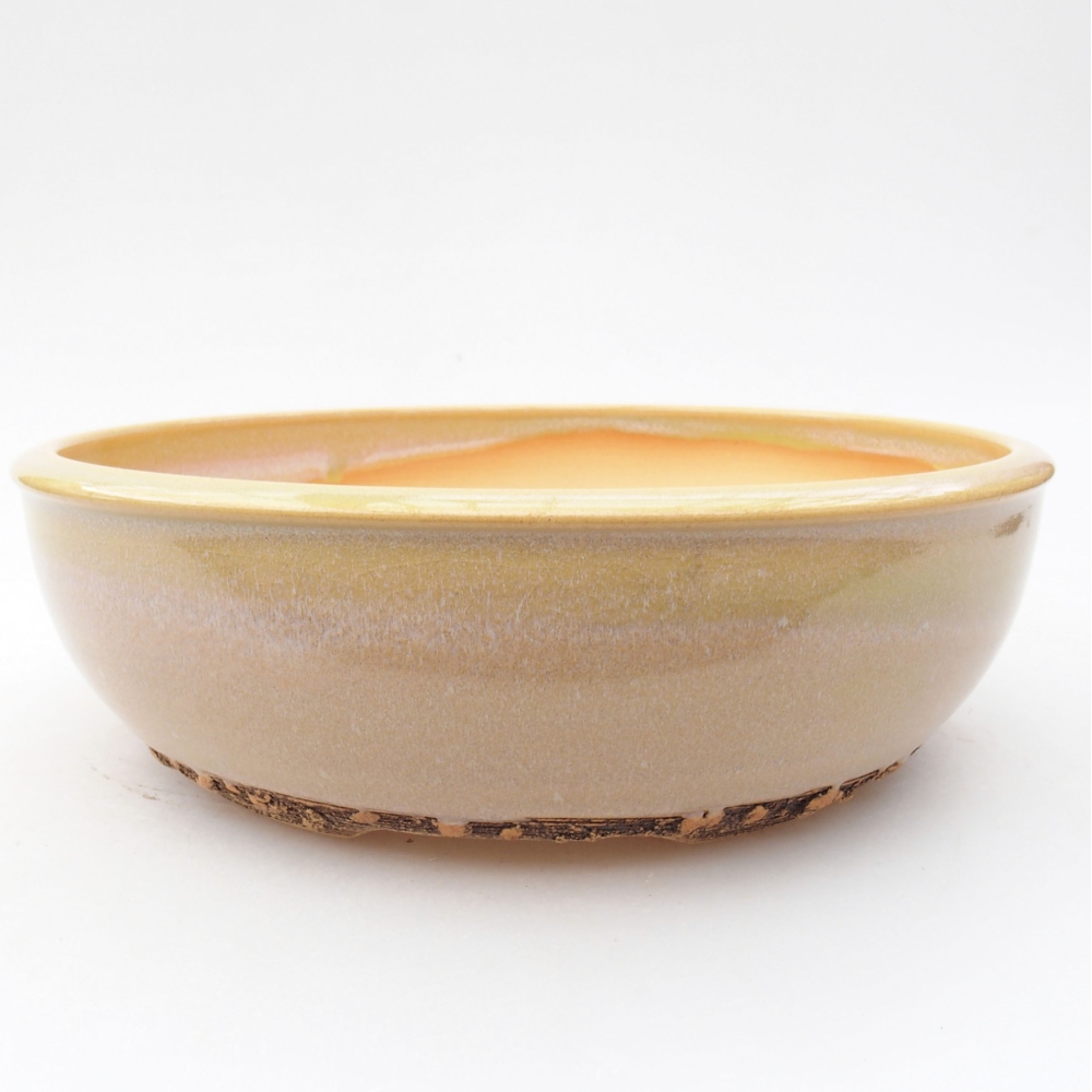 Bol à bonsaï en céramique 19,5 x 19,5 x 6 cm, couleur beige