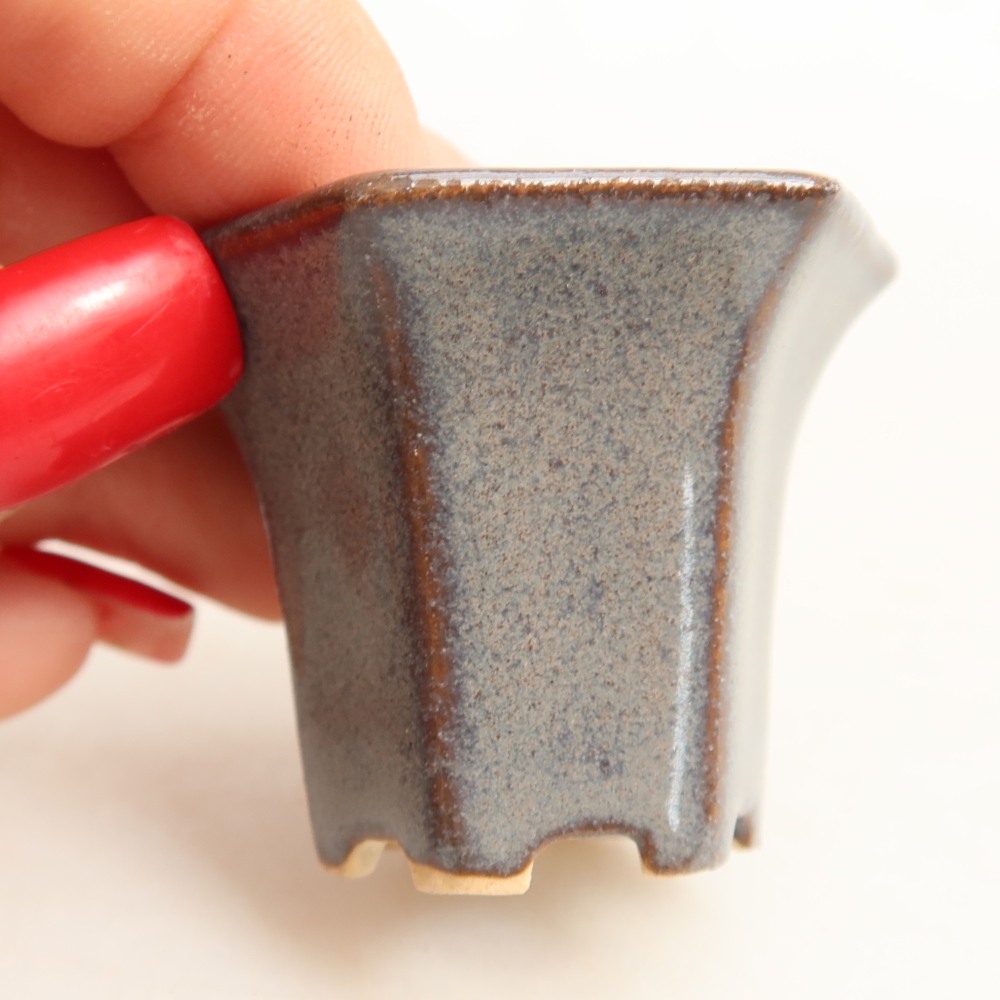 Pot à bonsaï en céramique 4,5 x 4 x 3,5 cm, couleur grise