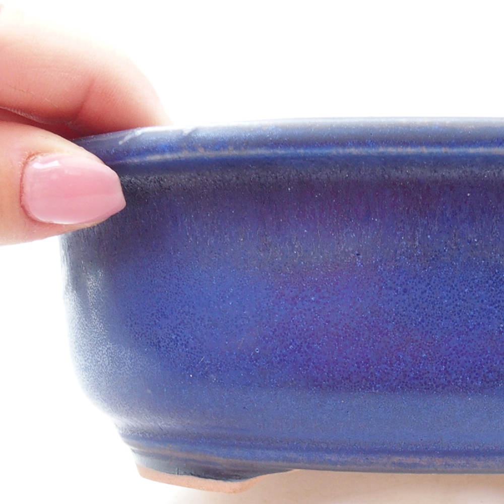 Bol à bonsaï en céramique 18 x 14,5 x 6 cm, couleur bleu