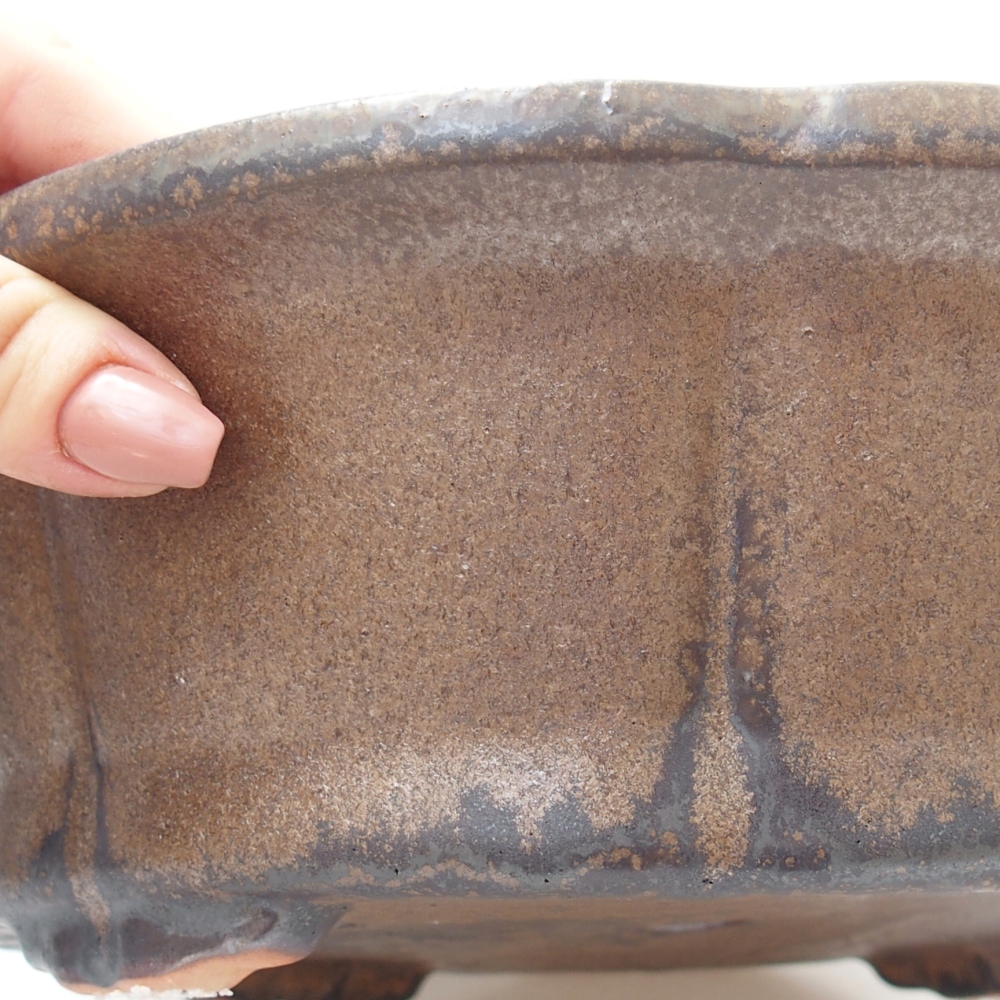 Bol à bonsaï en céramique 26,5 x 26,5 x 8 cm, brun