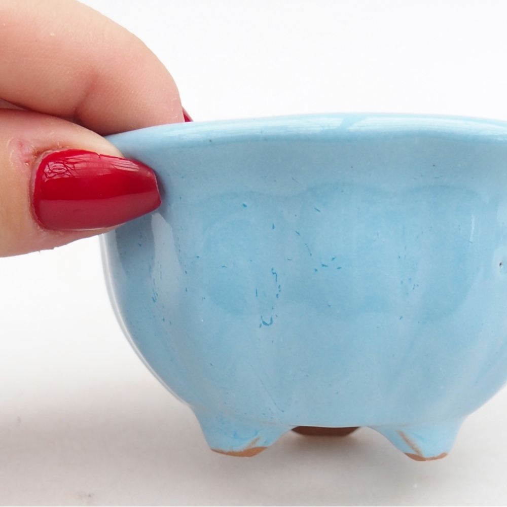 Bol à bonsaï en céramique 8,5 x 8,5 x 4,5 cm, couleur bleu
