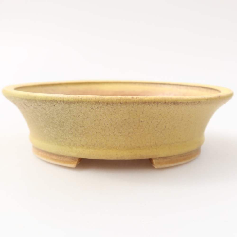Pot à bonsaï en céramique 14,5 x 12,5 x 4 cm, couleur jaune