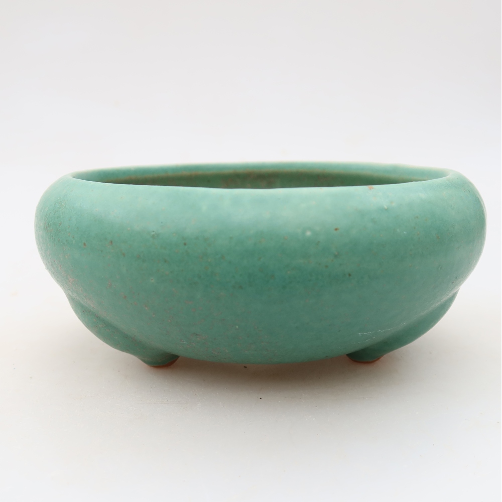 Pot à bonsaï en céramique 15 x 15 x 6,5 cm, couleur verte
