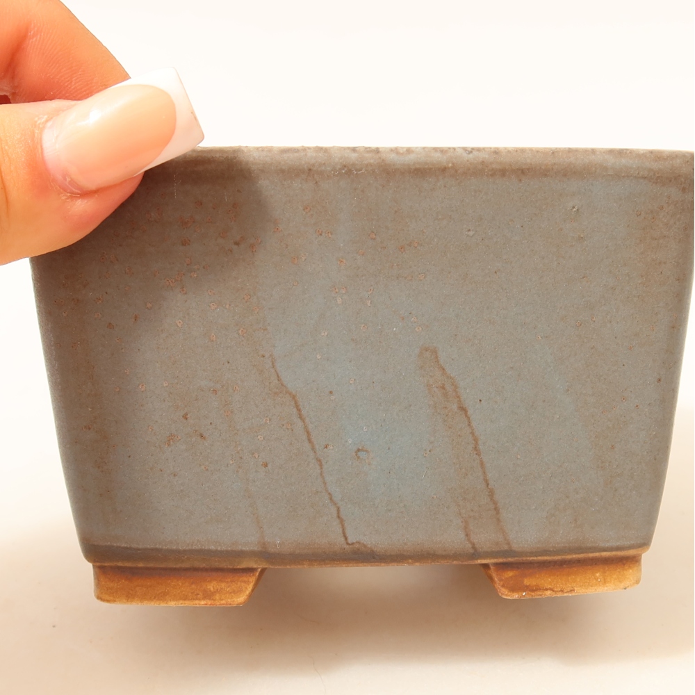 Pot à bonsaï en céramique 10,5 x 10,5 x 7 cm, couleur bleue