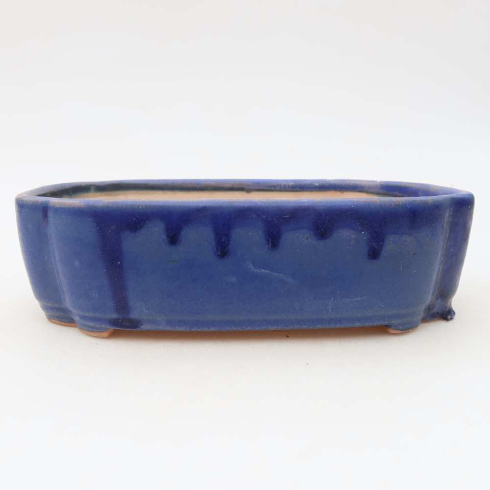 Pot à bonsaï en céramique 18,5 x 13 x 5 cm, couleur bleue