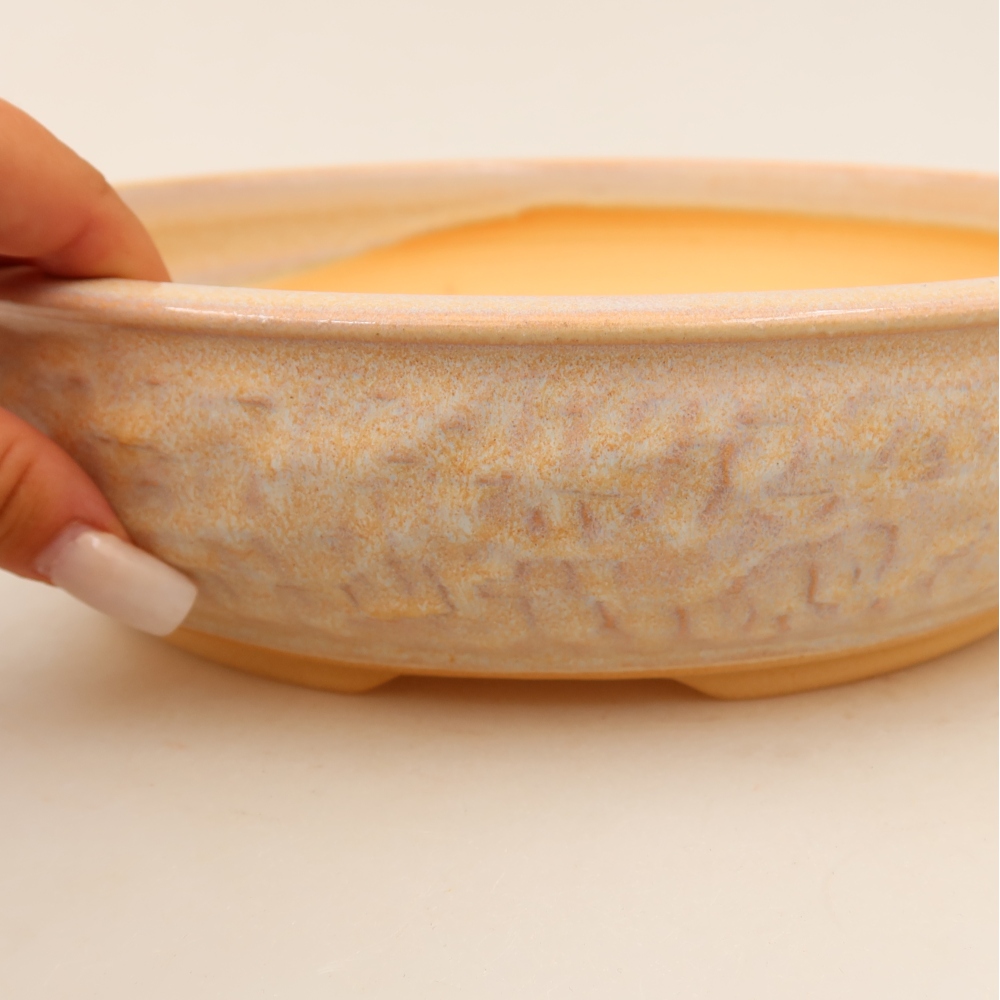 Pot à bonsaï en céramique 28 x 28 x 7 cm, couleur beige