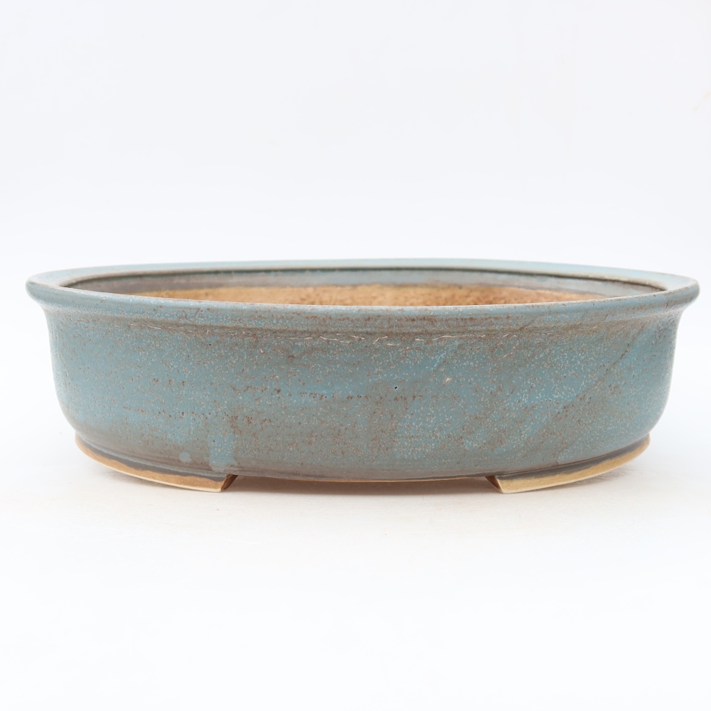 Pot à bonsaï en céramique 31 x 27 x 7,5 cm, couleur bleue