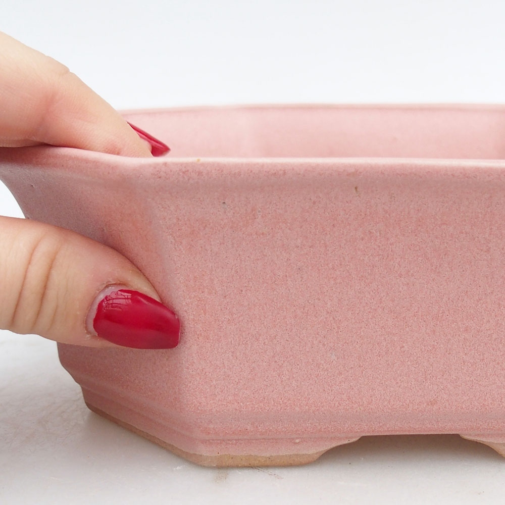 Bol à bonsaï en céramique 17,5 x 17,5 x 6 cm, rose