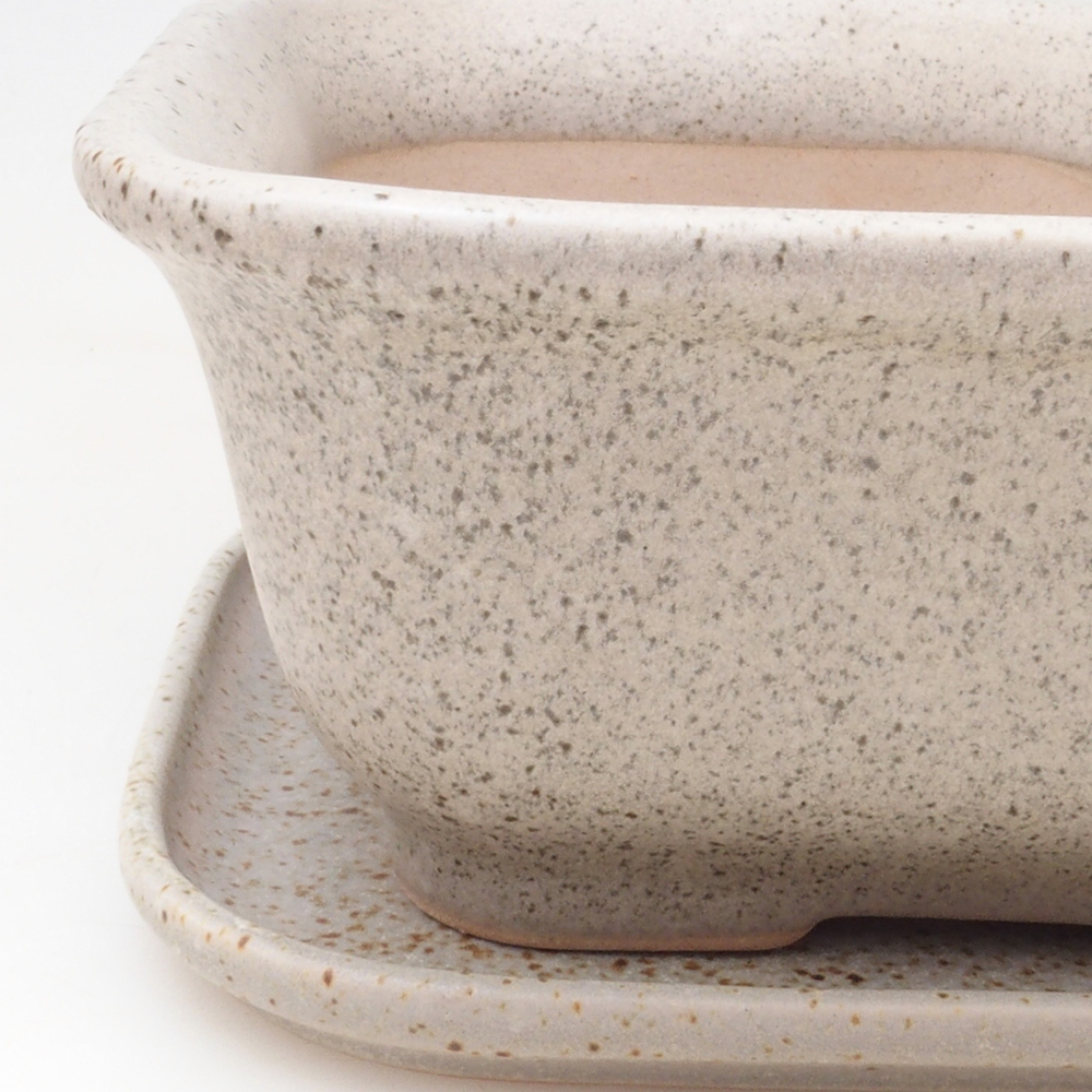 Bol bonsaï + soucoupe H37 - 14,5x13x6,5 cm - beige