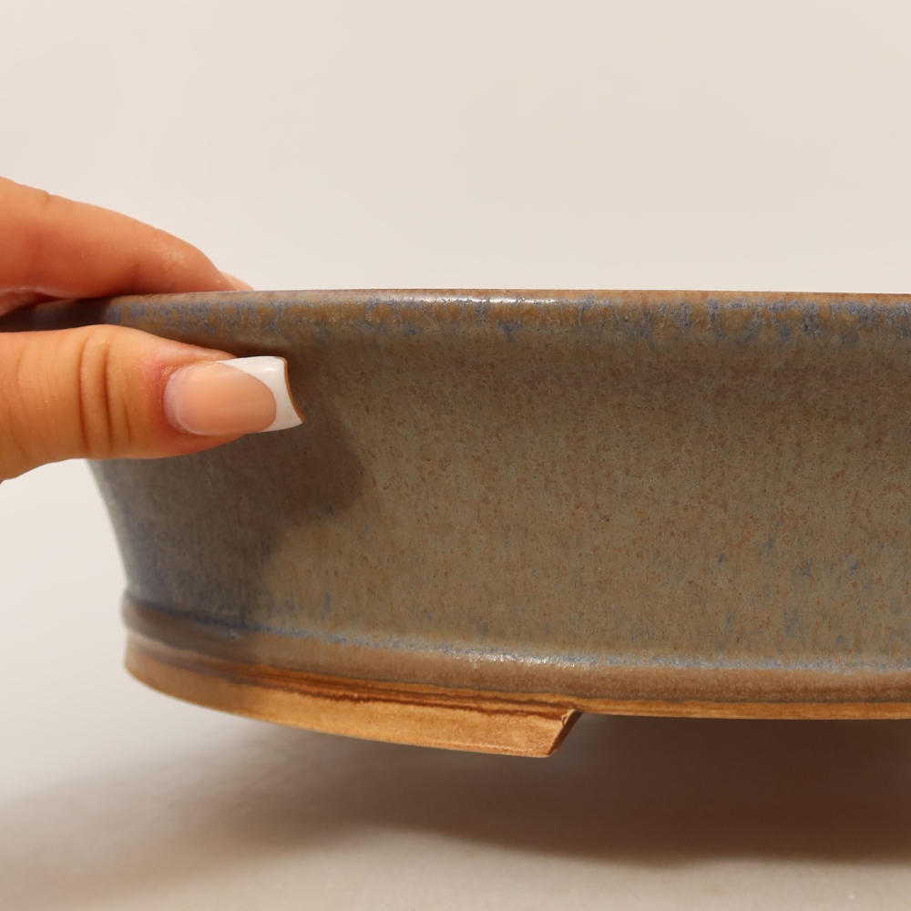 Pot à bonsaï en céramique 31,5 x 28 x 7 cm, couleur bleue