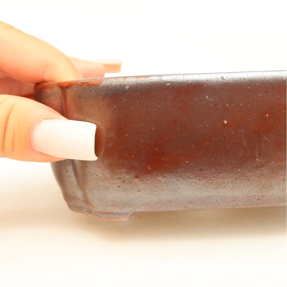 Pot à bonsaï en céramique 12,5 x 10 x 4,5 cm, couleur métallique