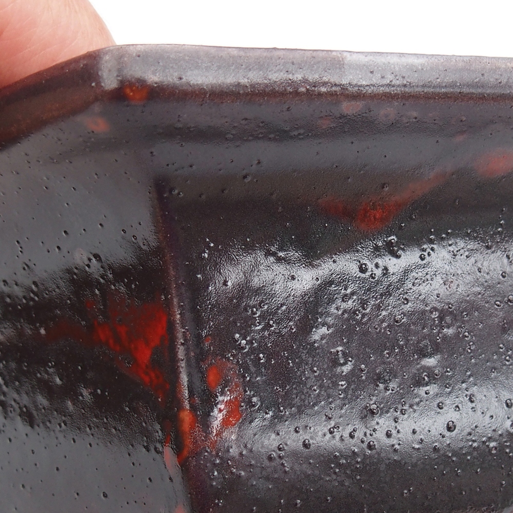 Bol à bonsaï en céramique 18 x 16 x 9 cm, couleur noir rouge