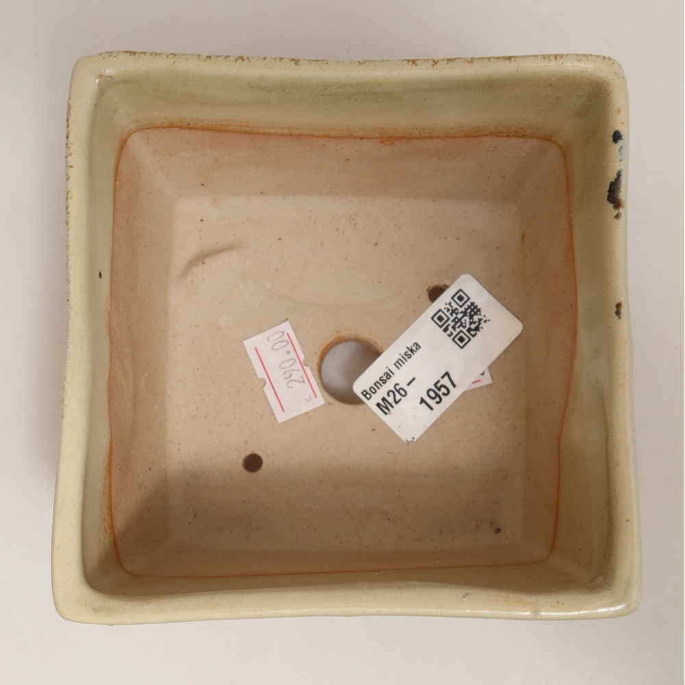 Bol à bonsaï en céramique 10,5 x 10,5 x 6,5 cm, vert