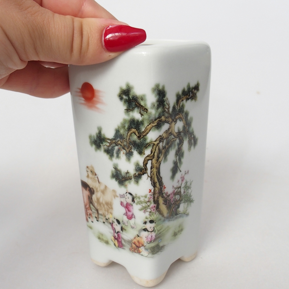 Bol à bonsaï en céramique 5,5 x 5,5 x 12 cm, couleur blanc