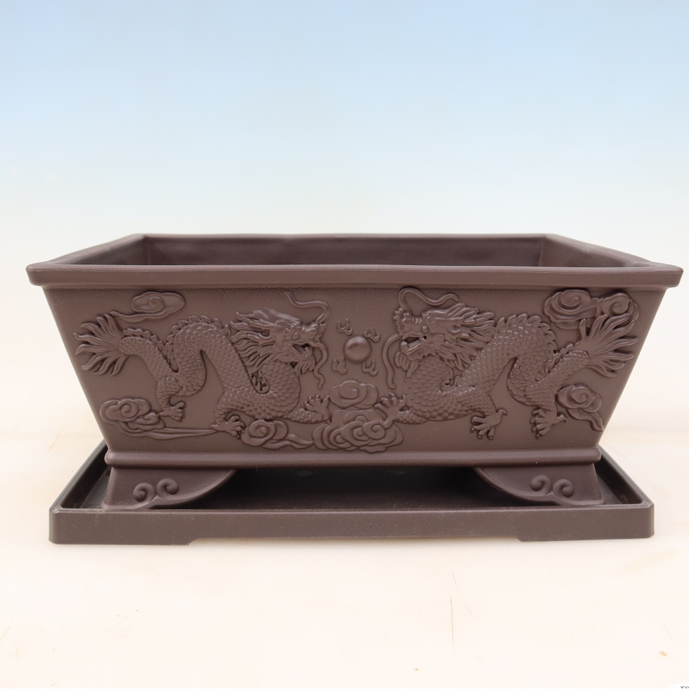 Pot à bonsaï + soucoupe en plastique MP-37 - 28 x 19 x 11,5 cm
