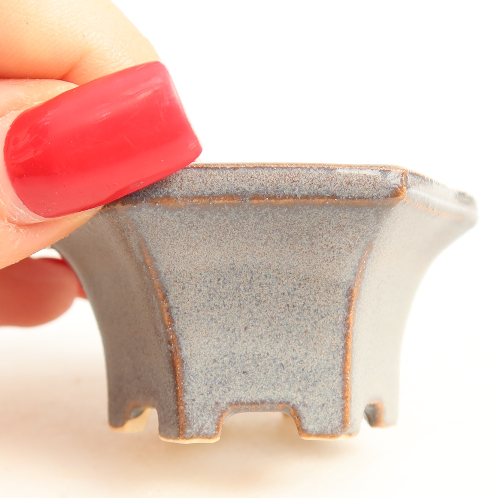 Pot à bonsaï en céramique, 5,5 x 5 x 3 cm, couleur grise