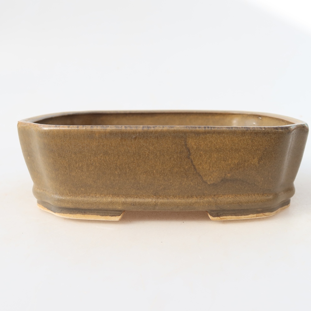 Bol à bonsaï en céramique 17,5 x 14,5 x 5 cm, brun