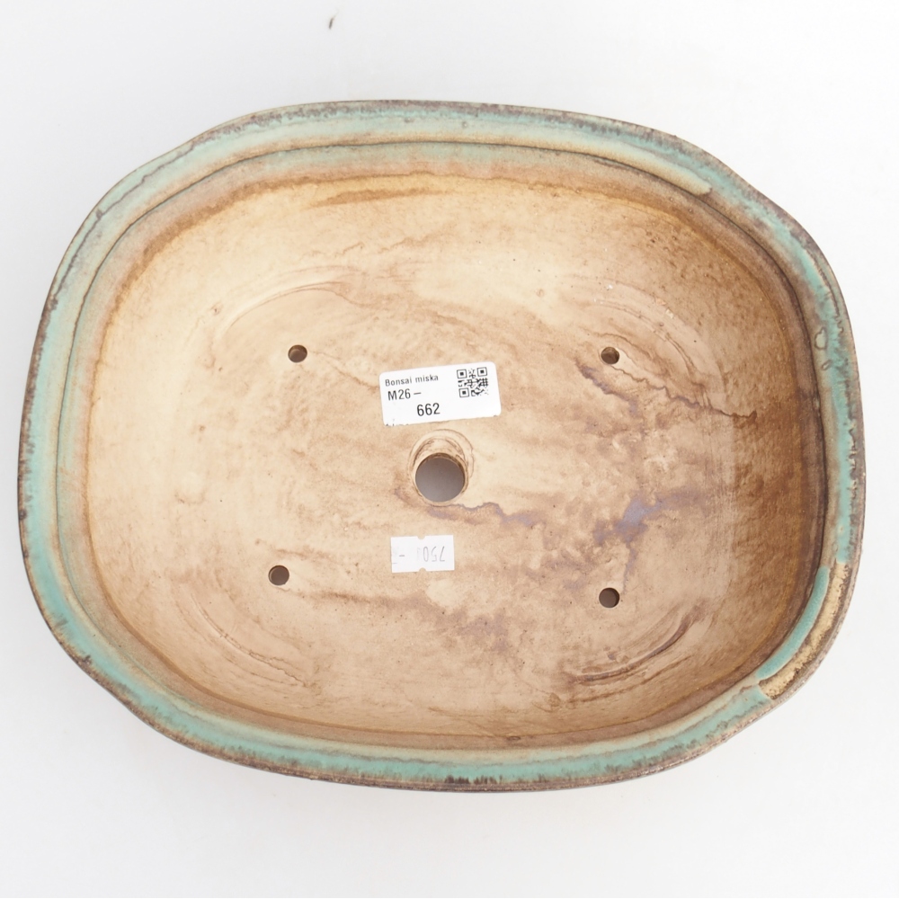 Bol à bonsaï en céramique 25,5 x 21,5 x 8 cm, vert