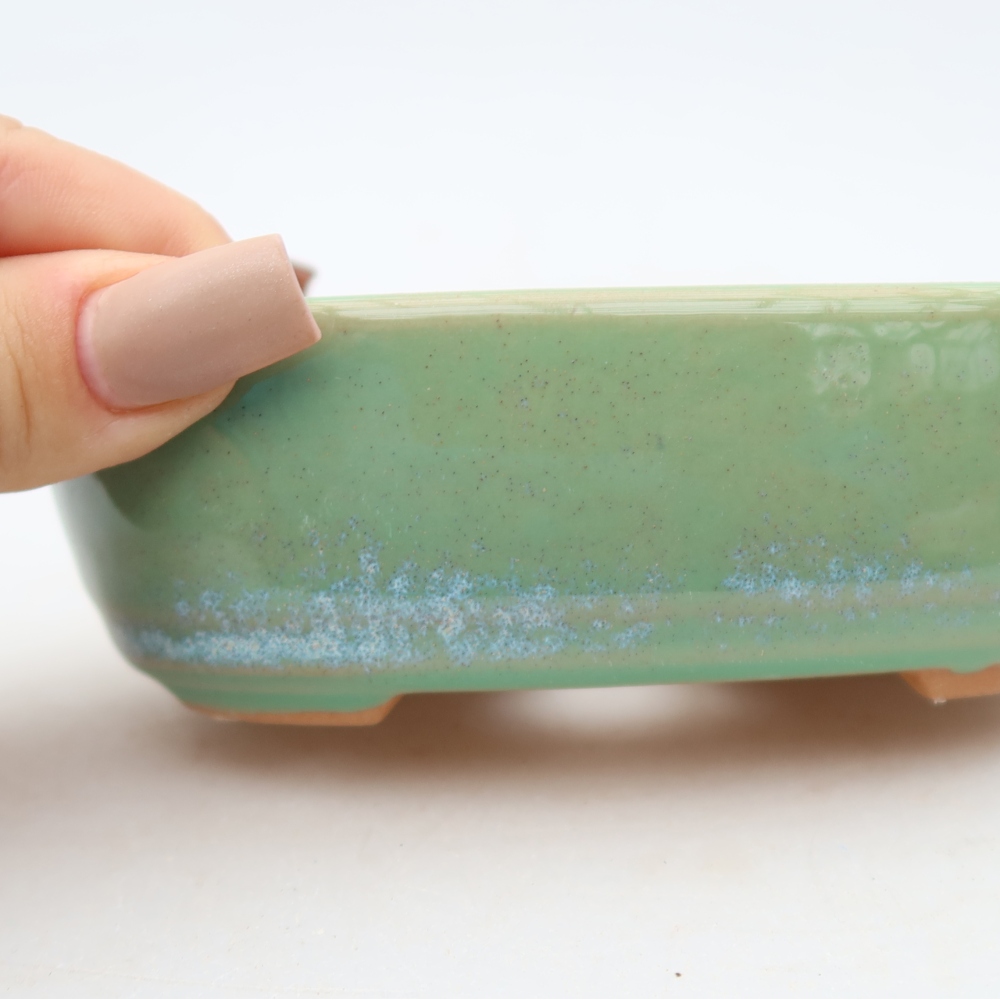 Pot à bonsaï en céramique 13 x 8,5 x 4 cm, couleur verte