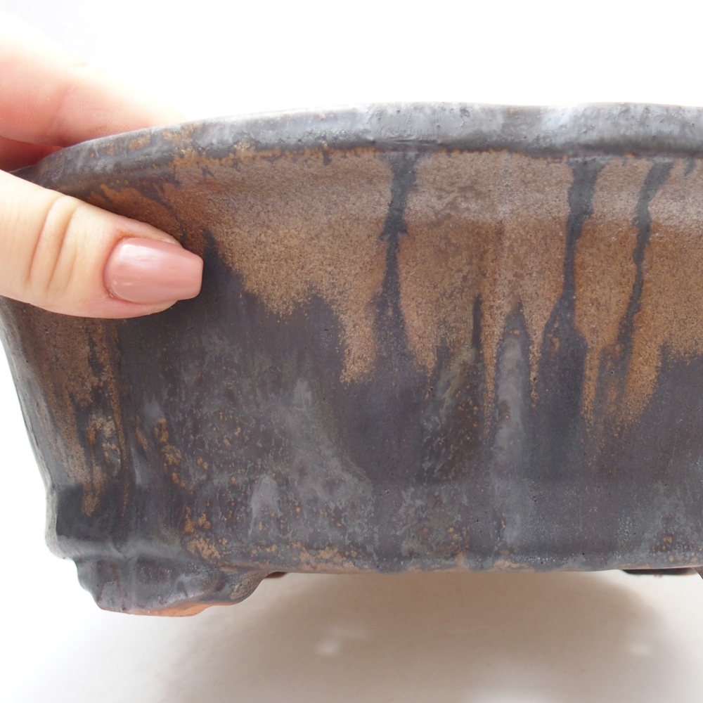 Bol à bonsaï en céramique 26,5 x 26,5 x 8 cm, brun