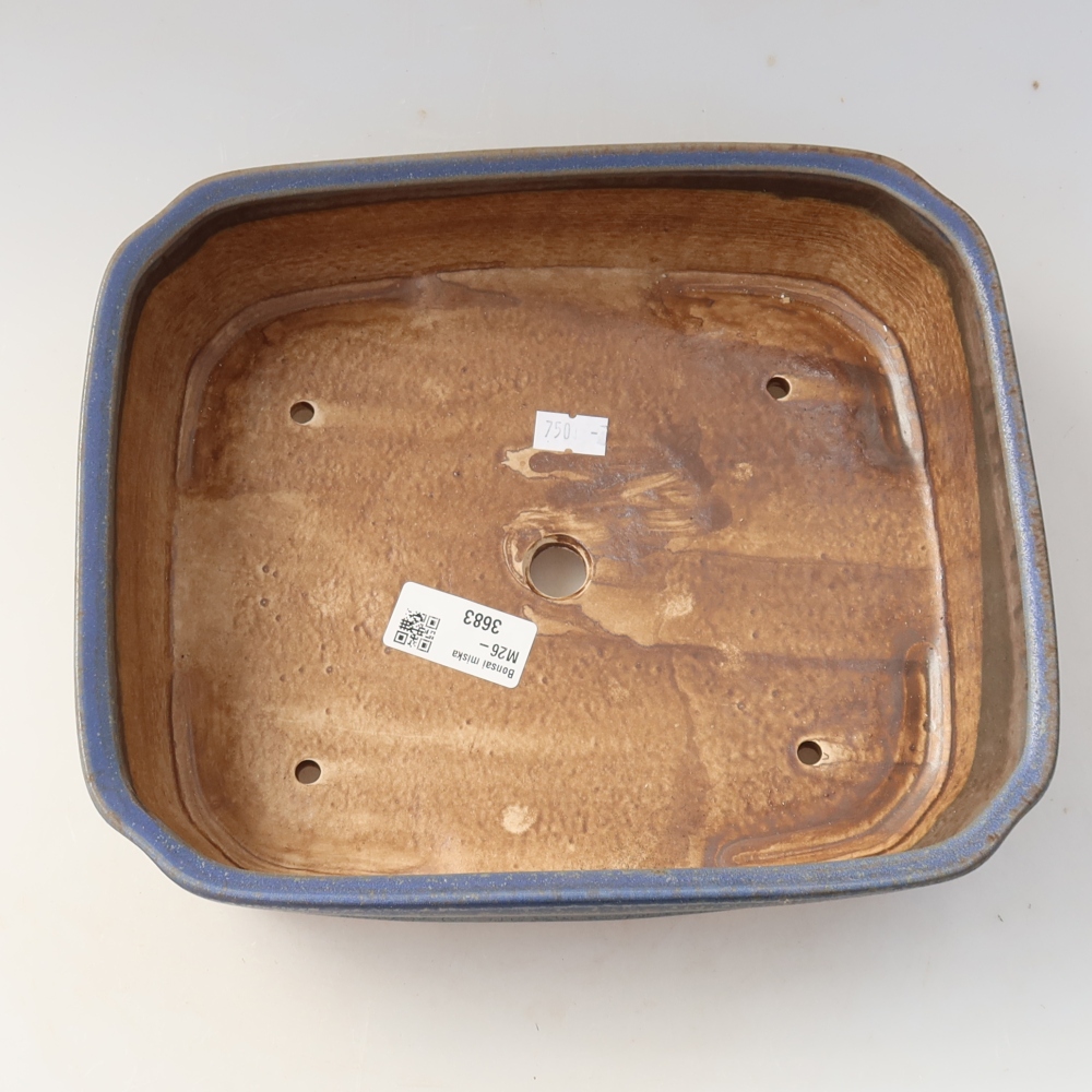 Pot à bonsaï en céramique 25 x 21 x 6,5 cm, couleur bleue