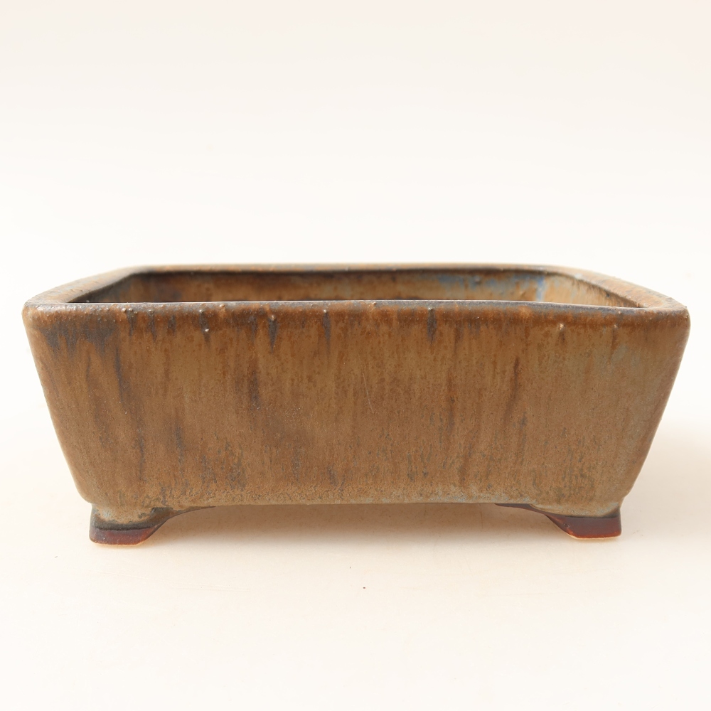 Pot à bonsaï en céramique 13,5 x 11 x 5 cm, couleur marron