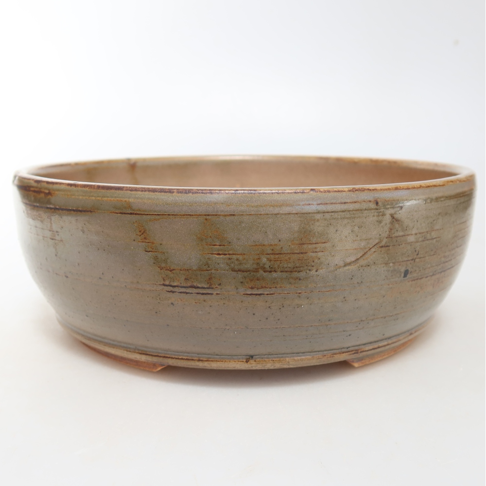 Pot à bonsaï en céramique 19 x 19 x 7 cm, couleur grise