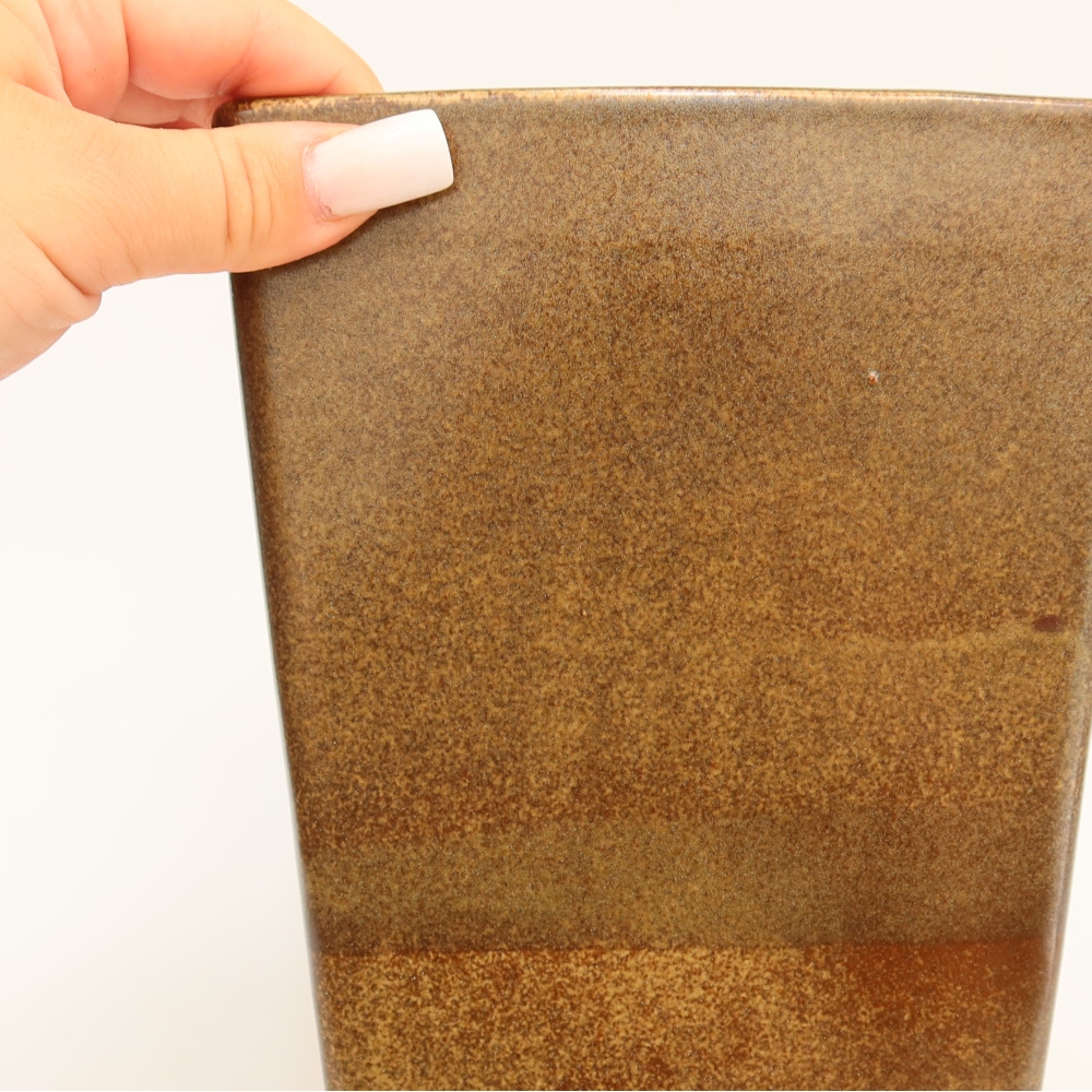 Pot à bonsaï en céramique 15,5 x 15,5 x 19 cm, couleur marron
