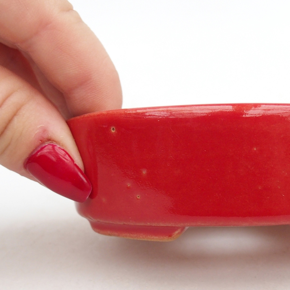 Bol à bonsaï en céramique 9,5 x 8 x 3 cm, couleur rouge