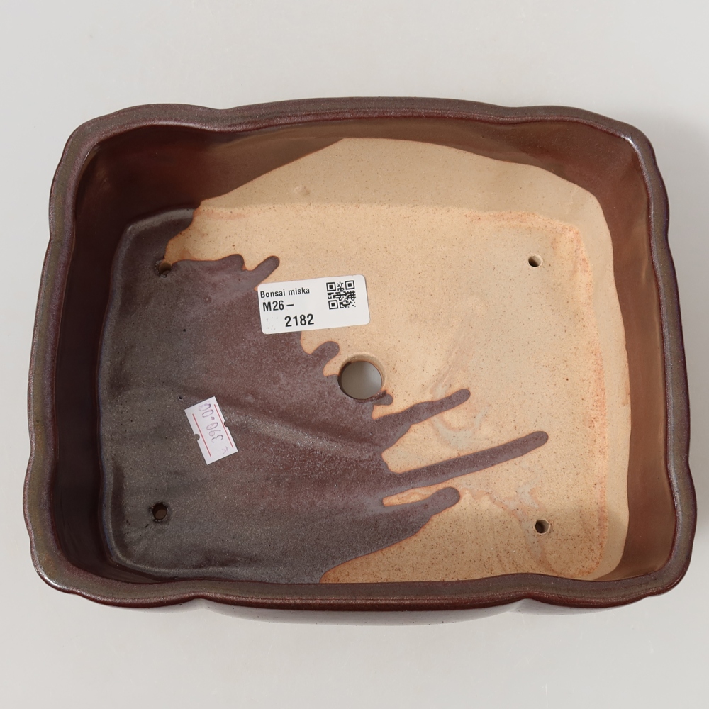 Bol à bonsaï en céramique 20,5 x 17,5 x 7 cm, brun