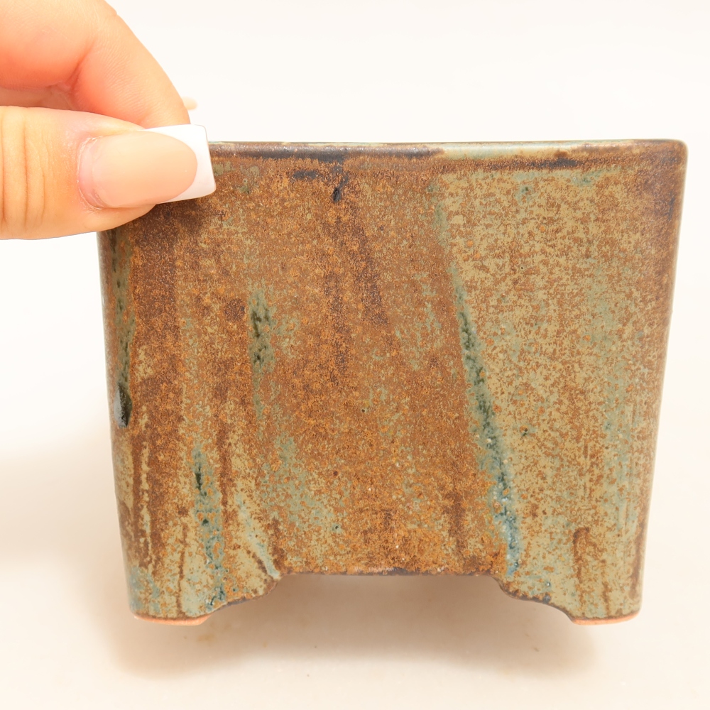 Pot à bonsaï en céramique 10 x 10 x 8,5 cm, couleur marron
