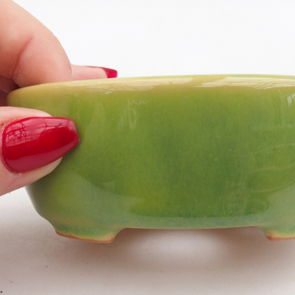 Bol à bonsaï en céramique 9,5 x 7,5 x 3,5 cm, vert