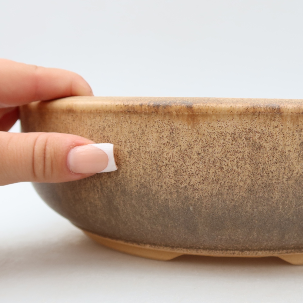 Pot à bonsaï en céramique 26 x 26 x 7,5 cm, couleur marron