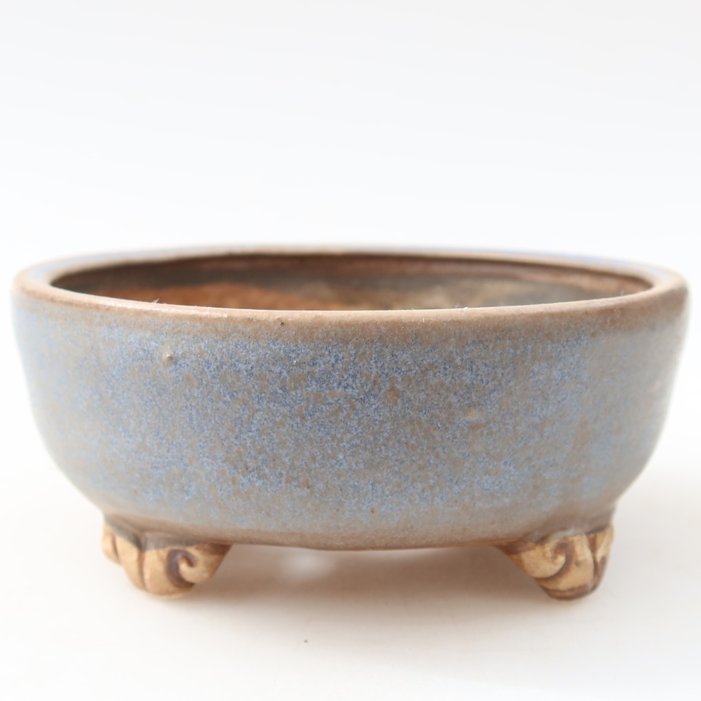 Pot à bonsaï en céramique 10,5 x 10,5 x 4 cm, couleur bleue