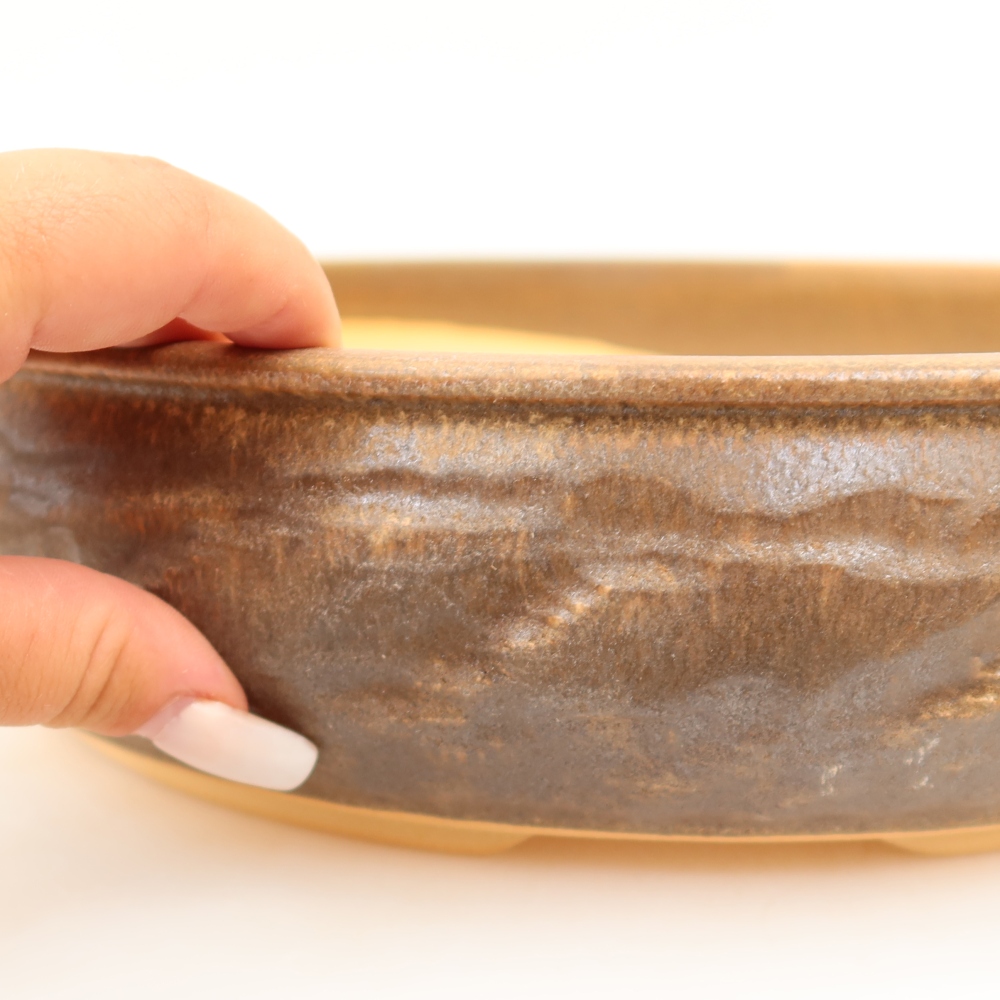 Pot à bonsaï en céramique 31 x 31 x 7,5 cm, couleur marron