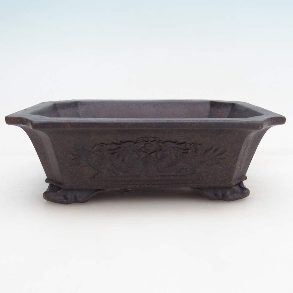 Bol à bonsaï en céramique 16 x 12 x 5 cm, ocre brunâtre