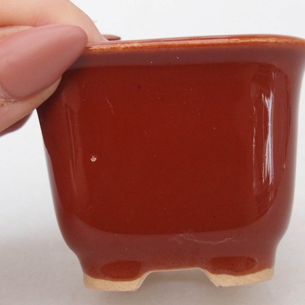 Bol à bonsaï en céramique 6,5 x 6,5 x 4,5 cm, brun