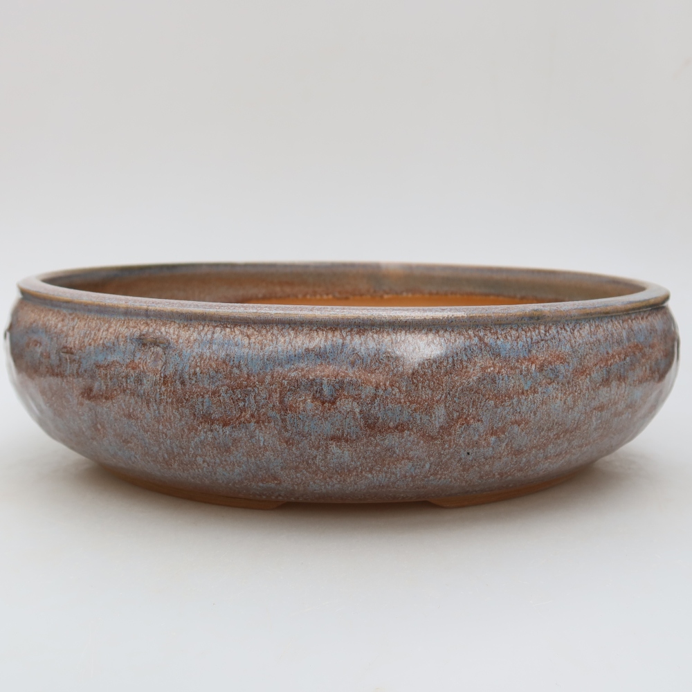 Pot à bonsaï en céramique 27,5 x 27,5 x 7 cm, couleur bleue