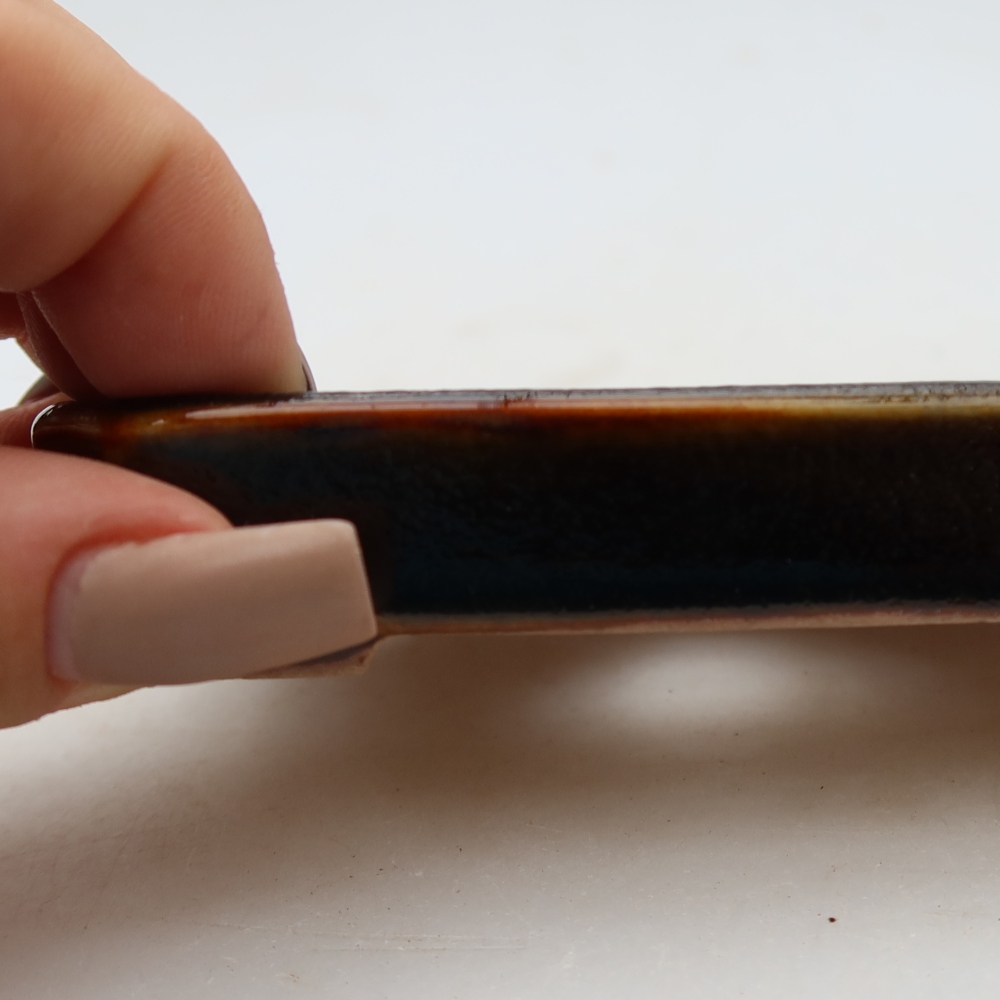 Pot à bonsaï en céramique 10 x 8 x 2 cm, couleur marron