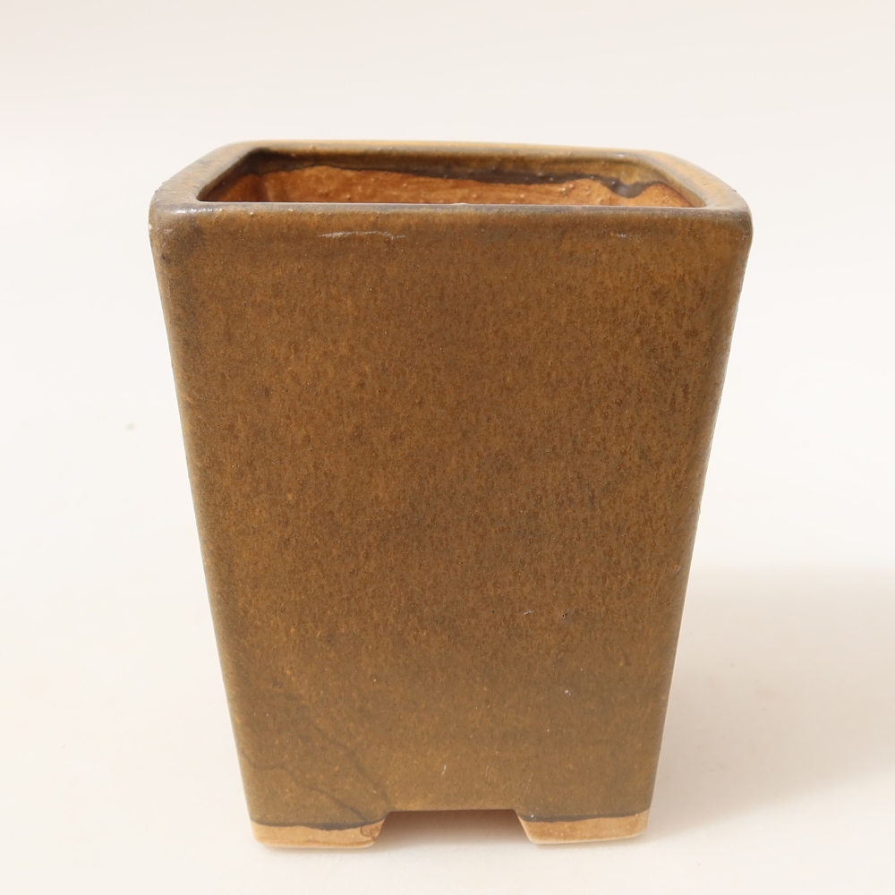 Pot à bonsaï en céramique 8,5 x 8,5 x 10,5 cm, couleur marron