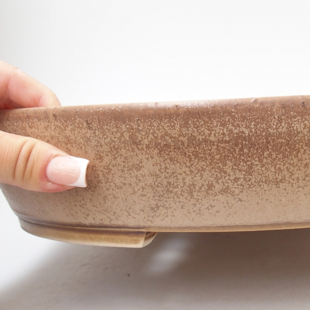 Bol à bonsaï en céramique 31,5 x 27,5 x 6 cm, couleur beige